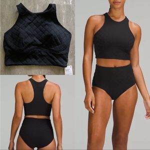 Lululemon Diamond Grid Swim Top C/D Cup in Black